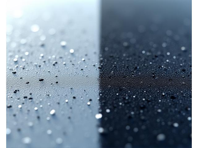 Vue microscopique d'une surface de peinture automobile avant et après correction, montrant l'élimination des micro-rayures