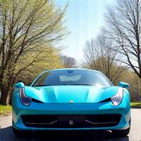 Voiture sous le soleil printanier, propre et brillante après un detailing