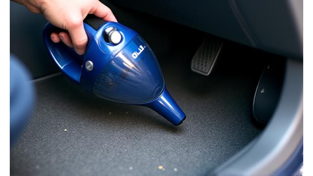 Technicien AquaCleanse effectuant une aspiration méticuleuse de l'habitacle d'une voiture