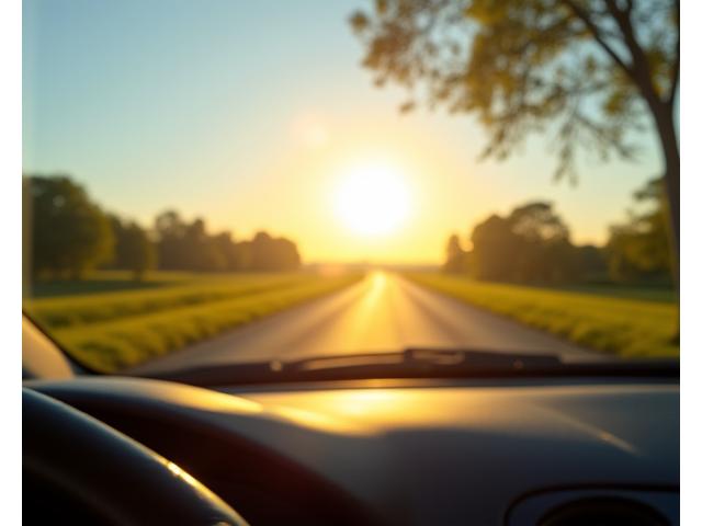 Un pare-brise propre et traité reflétant la lumière du soleil de manière diffuse, réduisant activement les reflets et l'éblouissement pour une conduite confortable.